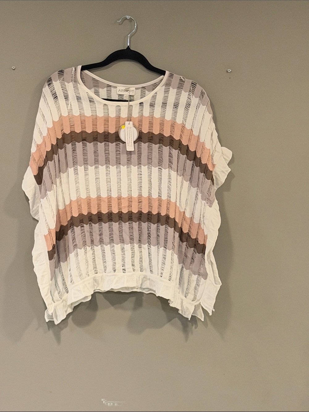 Apricot Women's Striped Short-Sleeve Tunic in White, Pink & Brown